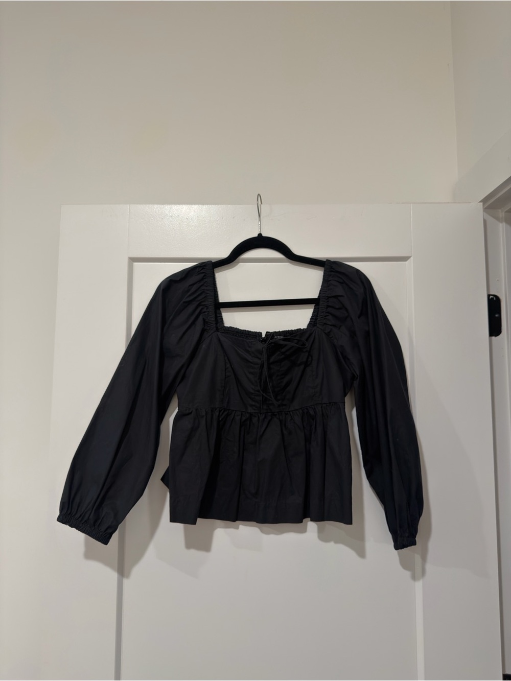 J. Crew Black Babydoll Blouse with Square Neck